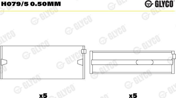 Glyco H079/5 0.50mm - Kloķvārpstas gultnis autodraugiem.lv