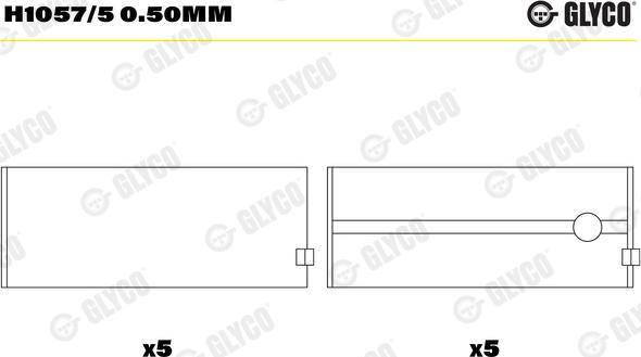 Glyco H1057/5 0.50mm - Kloķvārpstas gultnis autodraugiem.lv