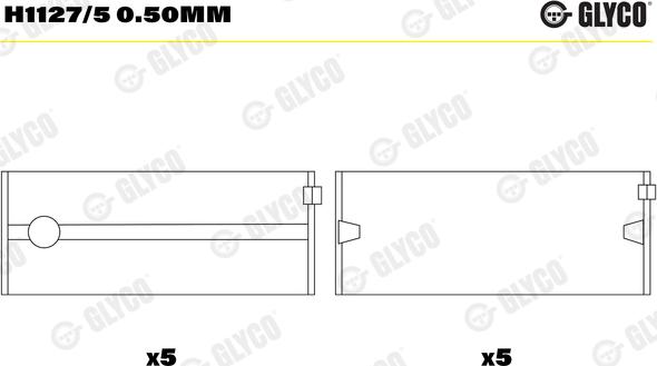 Glyco H1127/5 0.50mm - Kloķvārpstas gultnis autodraugiem.lv