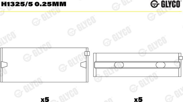 Glyco H1325/5 0.25mm - Kloķvārpstas gultnis autodraugiem.lv