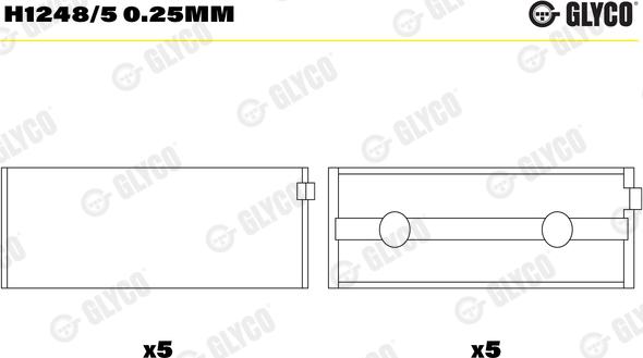 Glyco H1248/5 0.25mm - Kloķvārpstas gultnis autodraugiem.lv