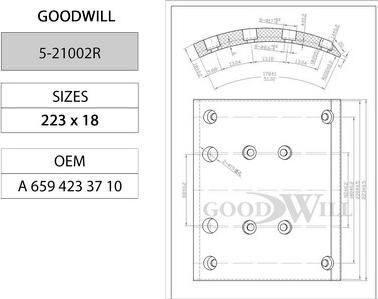 GoodWill 5-21002 R - Bremžu loku komplekts autodraugiem.lv