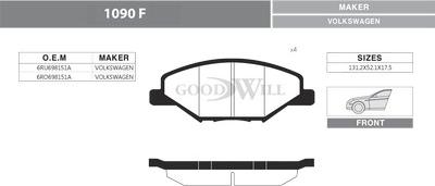 GoodWill 1090 F - Bremžu uzliku kompl., Disku bremzes autodraugiem.lv