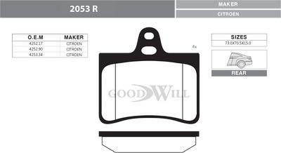 GoodWill 2053 R - Bremžu uzliku kompl., Disku bremzes autodraugiem.lv