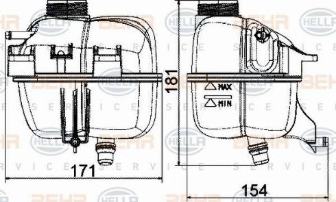 HELLA 8MA 376 737-224 - Kompensācijas tvertne, Dzesēšanas šķidrums autodraugiem.lv