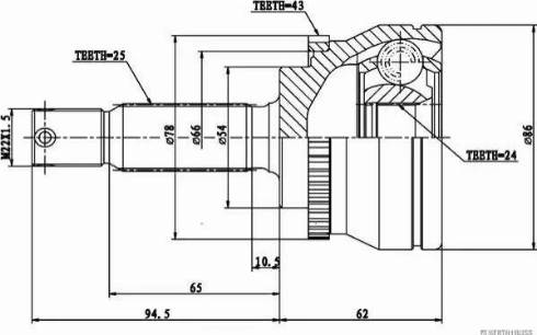 Herth+Buss Jakoparts J2825125 - Šarnīru komplekts, Piedziņas vārpsta autodraugiem.lv