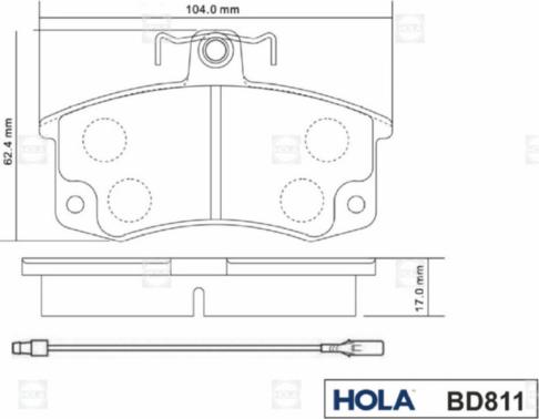 Hola BD811 - Bremžu uzliku kompl., Disku bremzes autodraugiem.lv