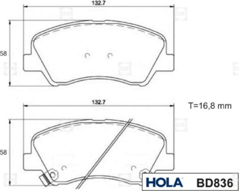 Hola BD836 - Bremžu uzliku kompl., Disku bremzes autodraugiem.lv