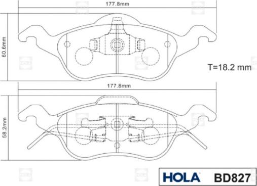 Hola BD827 - Bremžu uzliku kompl., Disku bremzes autodraugiem.lv