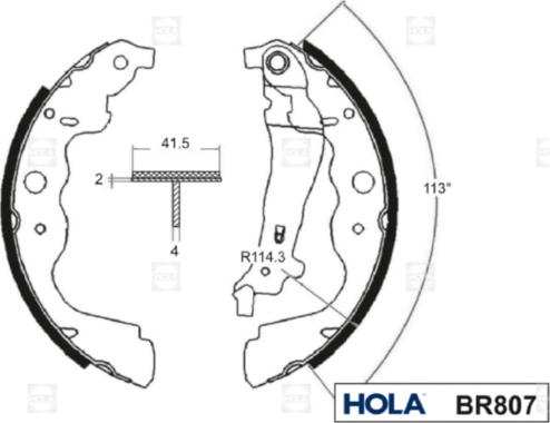 Hola BR807 - Bremžu loku komplekts autodraugiem.lv