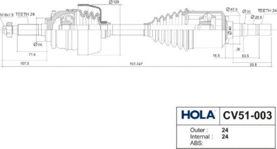 Hola CV51-003 - Piedziņas vārpsta autodraugiem.lv