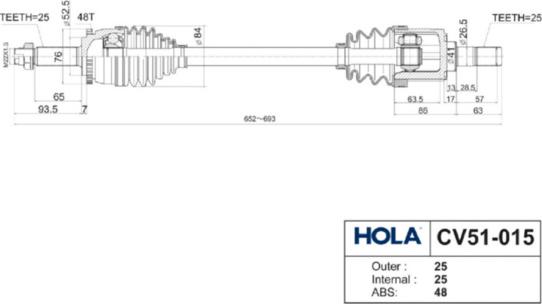 Hola CV51-015 - Piedziņas vārpsta autodraugiem.lv