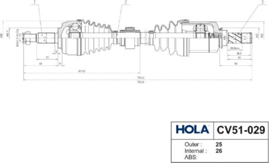 Hola CV51-029 - Piedziņas vārpsta autodraugiem.lv