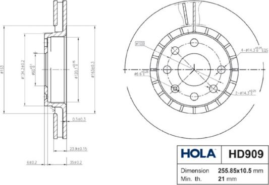Hola HD909 - Bremžu diski autodraugiem.lv