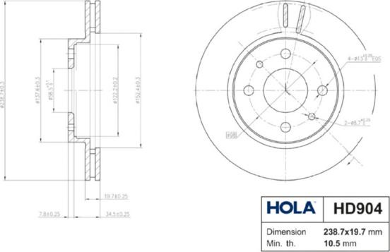 Hola HD904 - Bremžu diski autodraugiem.lv