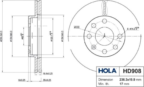 Hola HD908 - Bremžu diski autodraugiem.lv