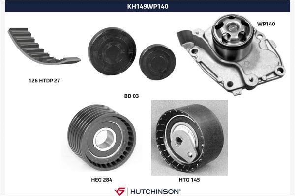 Hutchinson KH 149WP140 - Ūdenssūknis + Zobsiksnas komplekts autodraugiem.lv