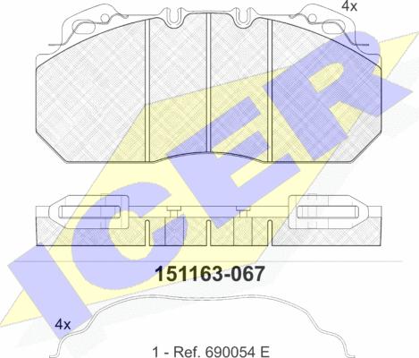 Icer 151163-067 - Bremžu uzliku kompl., Disku bremzes autodraugiem.lv