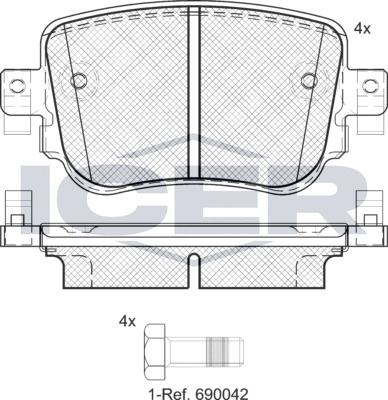 Icer EV2152 - Bremžu uzliku kompl., Disku bremzes autodraugiem.lv