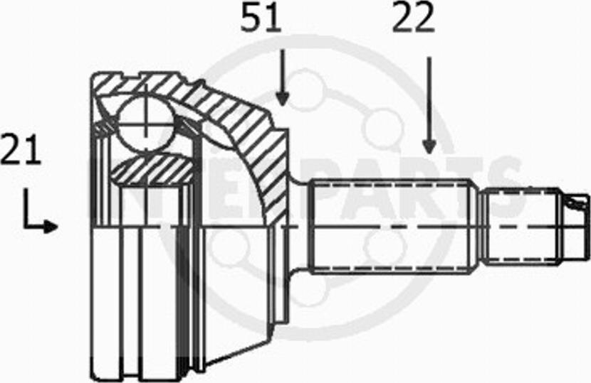 InterParts OJ1439 - Šarnīru komplekts, Piedziņas vārpsta autodraugiem.lv