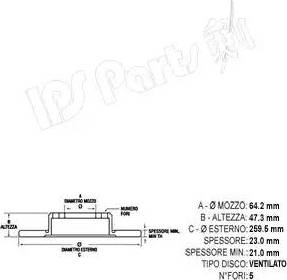 IPS Parts IBT-1404 - Bremžu diski autodraugiem.lv