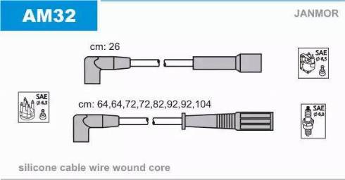 Janmor AM32 - Augstsprieguma vadu komplekts autodraugiem.lv
