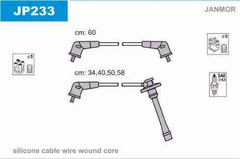Janmor JP233 - Augstsprieguma vadu komplekts autodraugiem.lv