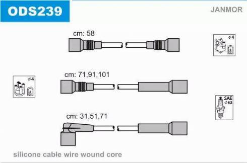 Janmor ODS239 - Augstsprieguma vadu komplekts autodraugiem.lv