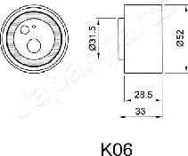 Japanparts BE-K06 - Spriegotājrullītis, Gāzu sadales mehānisma piedziņas siksna autodraugiem.lv