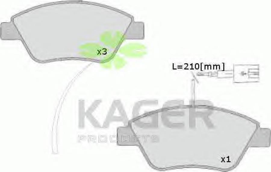 Kager 35-0542 - Bremžu uzliku kompl., Disku bremzes autodraugiem.lv