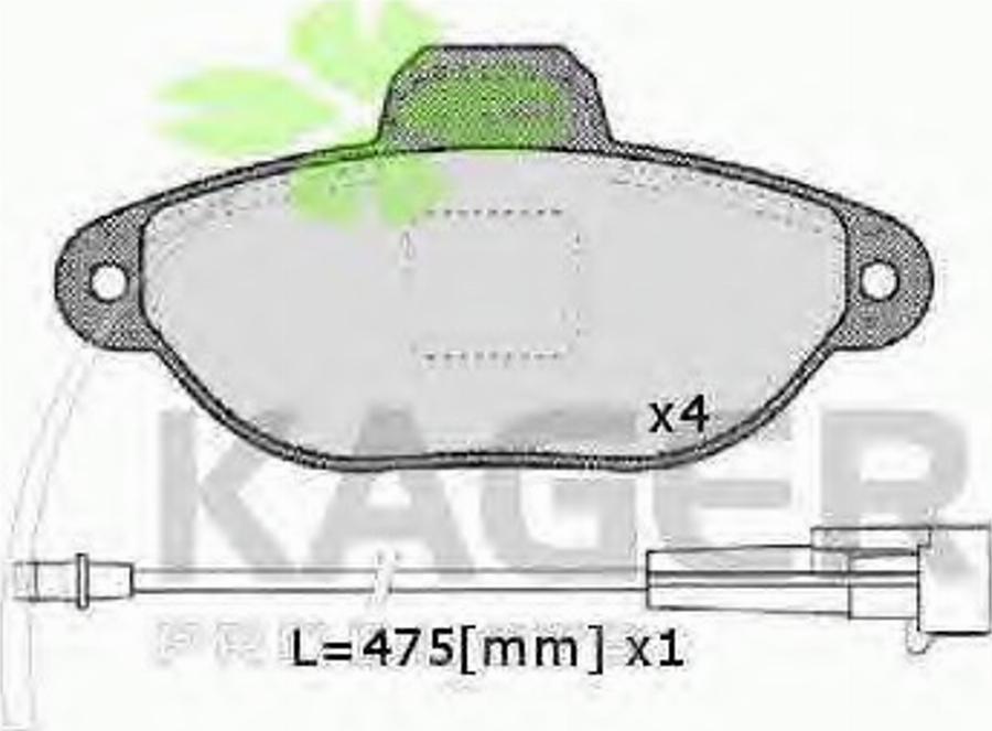 Kager 35-0041 - Bremžu uzliku kompl., Disku bremzes autodraugiem.lv