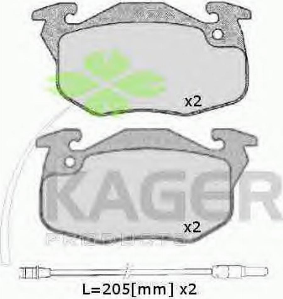 Kager 35-0122 - Bremžu uzliku kompl., Disku bremzes autodraugiem.lv