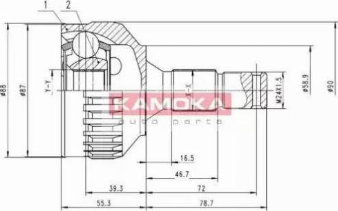 Kamoka 6962 - Šarnīru komplekts, Piedziņas vārpsta autodraugiem.lv