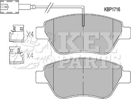 Key Parts KBP1716 - Bremžu uzliku kompl., Disku bremzes autodraugiem.lv