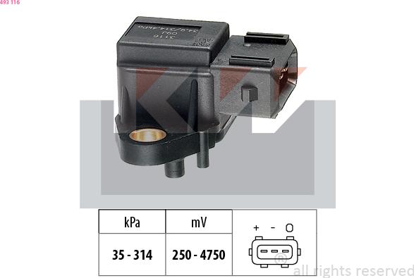 KW 493 116 - Gaisa spiediena devējs, Augstuma regulēšana autodraugiem.lv