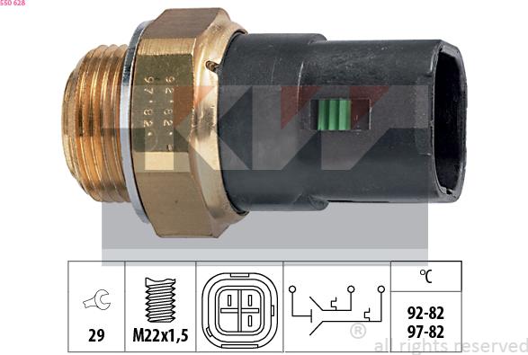 KW 550 628 - Termoslēdzis, Radiatora ventilators autodraugiem.lv