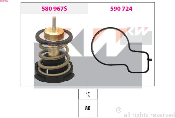 KW 580 967 - Termostats, Dzesēšanas šķidrums autodraugiem.lv