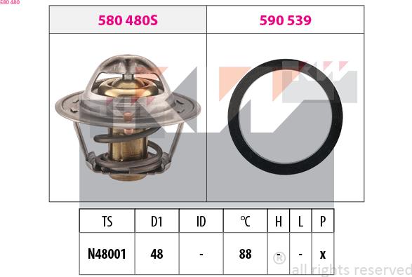 KW 580 480 - Termostats, Dzesēšanas šķidrums autodraugiem.lv