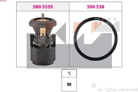 KW 580 555 - Termostats, Dzesēšanas šķidrums autodraugiem.lv