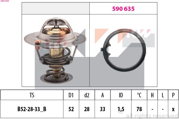 KW 580 503 - Termostats, Dzesēšanas šķidrums autodraugiem.lv