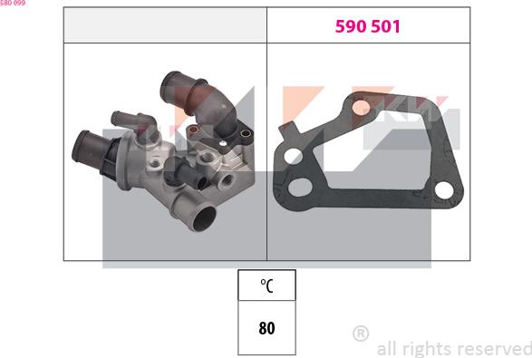 KW 580 099 - Termostats, Dzesēšanas šķidrums autodraugiem.lv