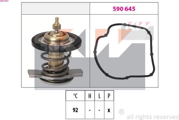 KW 580 847 - Termostats, Dzesēšanas šķidrums autodraugiem.lv