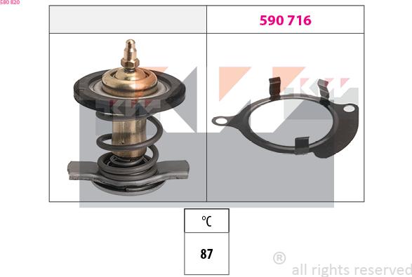 KW 580 820 - Termostats, Dzesēšanas šķidrums autodraugiem.lv