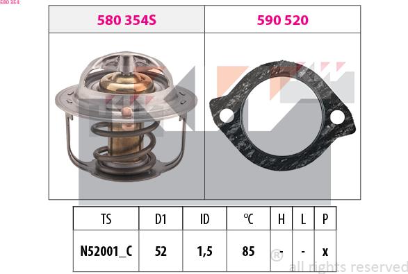 KW 580 354 - Termostats, Dzesēšanas šķidrums autodraugiem.lv