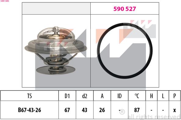 KW 580 385 - Termostats, Dzesēšanas šķidrums autodraugiem.lv