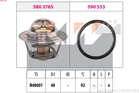 KW 580 376 - Termostats, Dzesēšanas šķidrums autodraugiem.lv