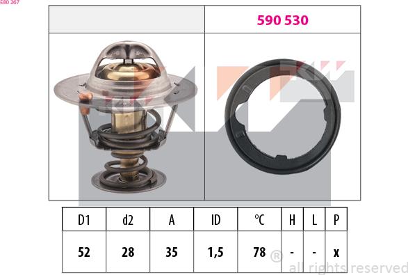 KW 580 267 - Termostats, Dzesēšanas šķidrums autodraugiem.lv