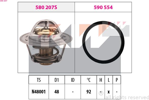 KW 580 207 - Termostats, Dzesēšanas šķidrums autodraugiem.lv