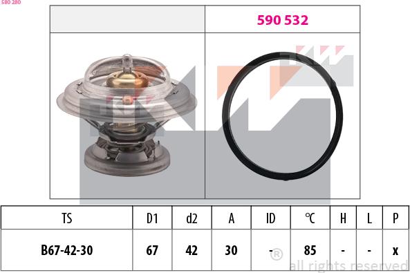 KW 580 280 - Termostats, Dzesēšanas šķidrums autodraugiem.lv