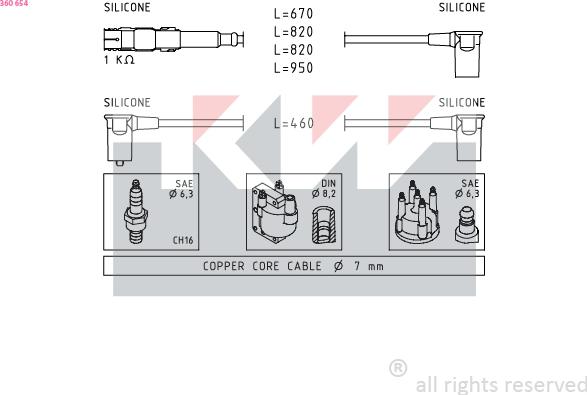 KW 360 654 - Augstsprieguma vadu komplekts autodraugiem.lv